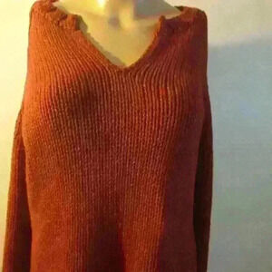 American Eagle v neck trendy cotton style casual burgundy long sleeve sweater XL
